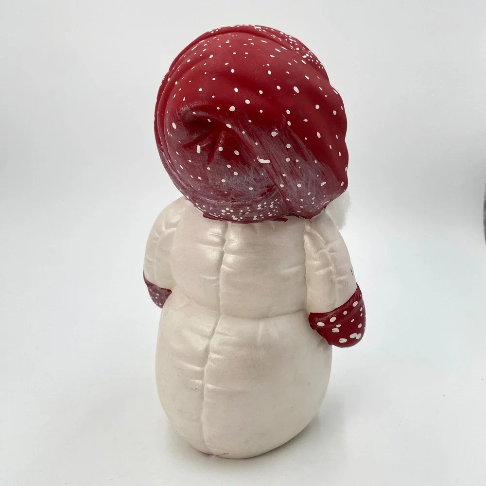 Vintage 1986 Kimple Mold‎ Ceramic Snowman Santa Red Pom Pom Hat Hand Painted 9